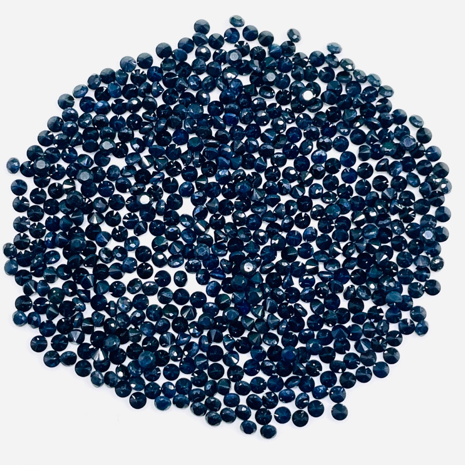 Natural Blue Sapphire 50 Pcs 2.5mm Round Diamond Cut Calibrated Loose Gemstones