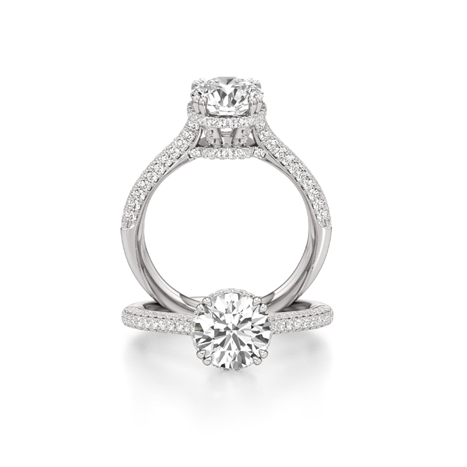 Diamond Engagement Ring 2.75 Ct Lab Grown E F VVS 18K White Gold IGI Round Cut