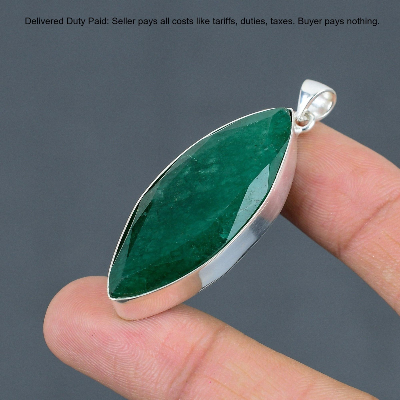 Christmas Sale 925 Sterling Silver Zambian Emrald Gemstone Wife Pendant Jewelry