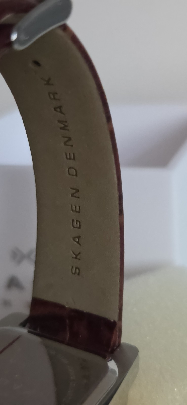 Rare NEW Skagen Ultra Slim Square Watch 182LSLW Brown Leather Date Dial Box…