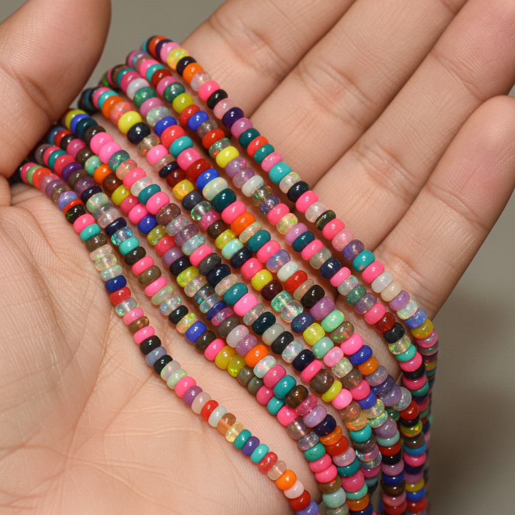 Multi Color Opal Beads Strand 4-5mm Rondelle Gemstone 16 Inch Jewelry Making