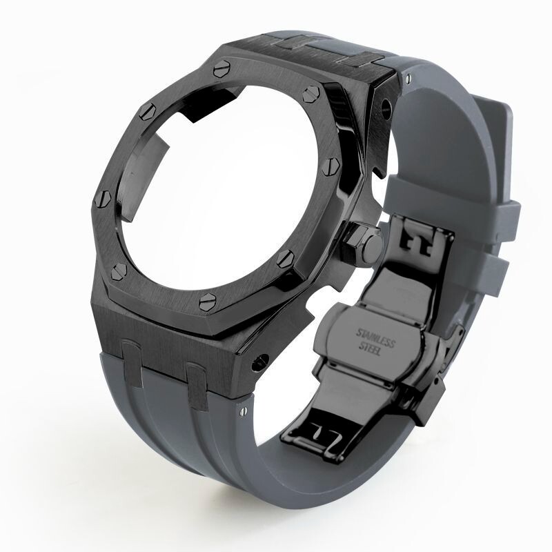 For G-Shock GA2100 GA2110 CasiOak Mod Kit 5th Gen Steel Bezel Case Rubber Strap