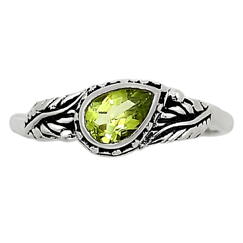 Natural Peridot 925 Sterling Silver Ring s.6 Jewelry R-1404