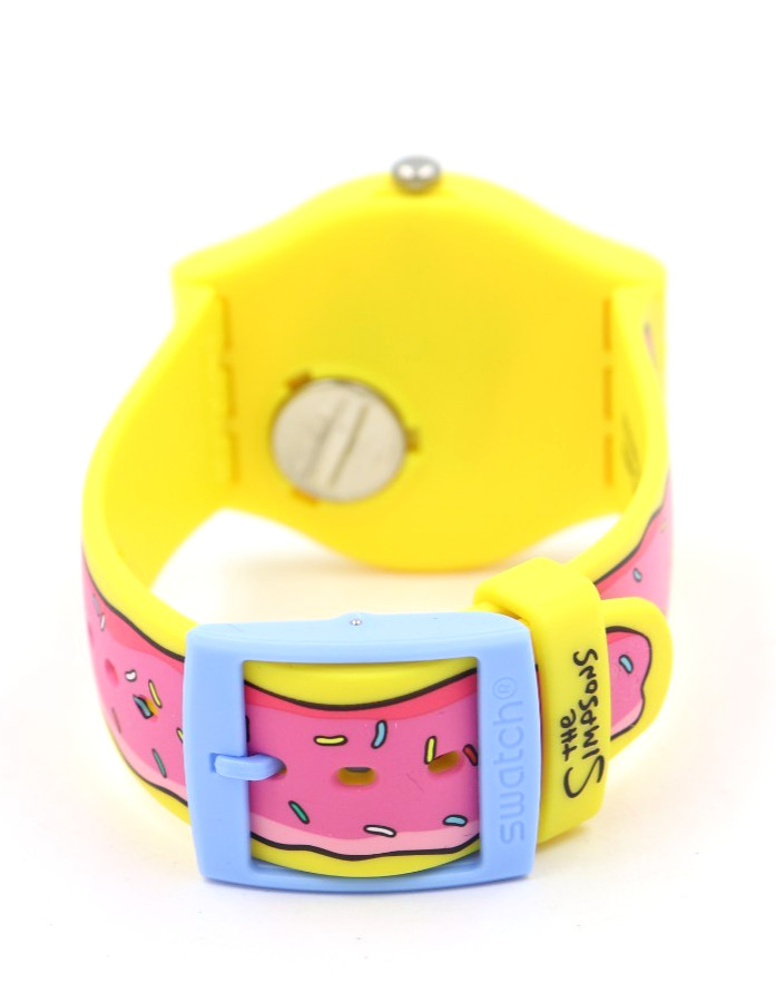 New Swiss Swatch X THE SIMPSONS SECONDS OF SWEETNESS Watch 41mm SO29Z132 $115