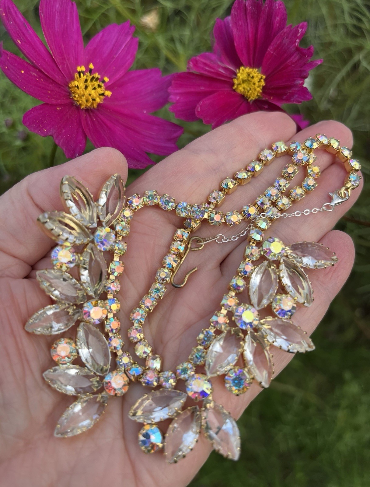 🔥Vint. AB Clear-Champagne Rhinestone Necklace Not Signed (was $99)