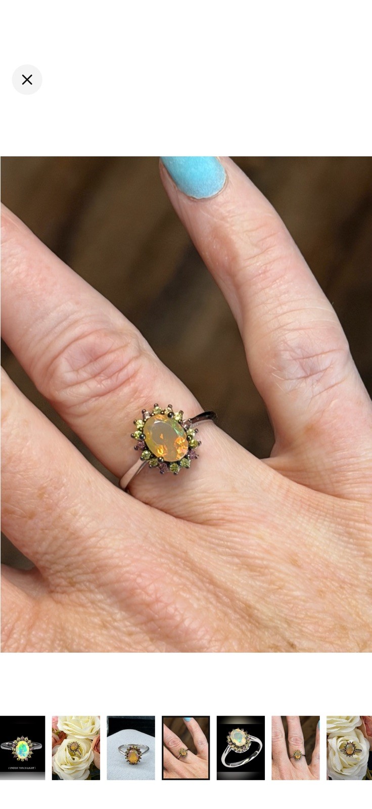 Enchanting Natural Diamond cut Sapphire with Fire Opal 925 Sterling Silver Sz 7