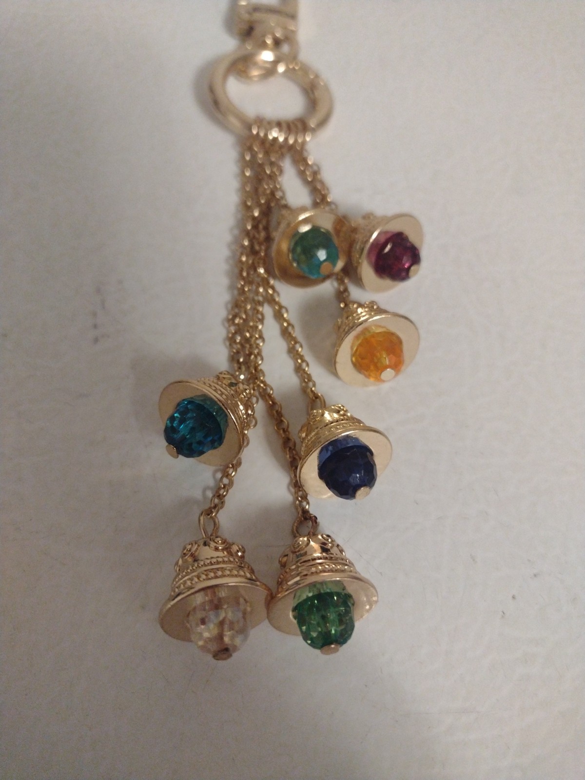 EFFY ROYAL CARIBBEAN Gold Tone KEY CHAIN W/7 Color BELLS Bag Charm