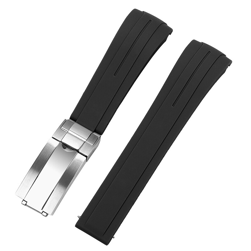 New 20mm 21mm 22mm Silicone Rubber Watch Band Replacement Strap Butterfly Buckle