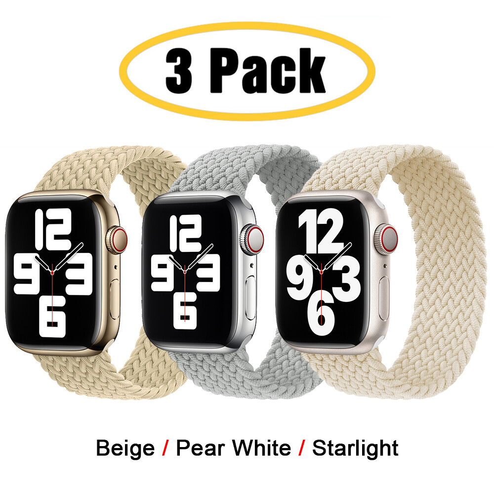 For Apple Watch 11 10 9 8 7 6 5 4 44/45/49mm 3 PACK Braided Solo Loop Band Strap
