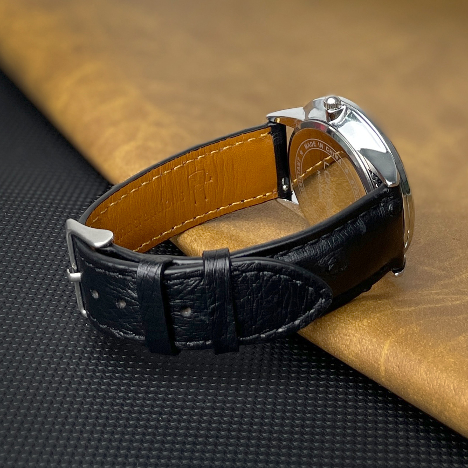 Genuine Ostrich Leather Watch Band Men Classic Ostrich Watch Strap Quick Release
