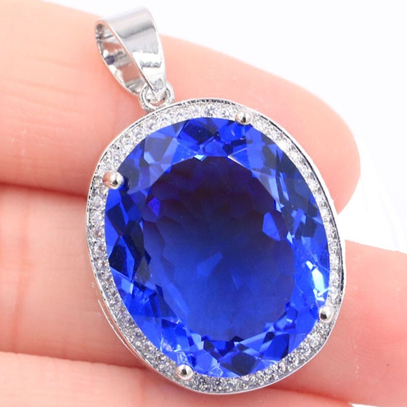 Buy 2 Get 1 Free Big Alexandrite Topaz Tanzanite Peridot TourmalinSilver Pendant
