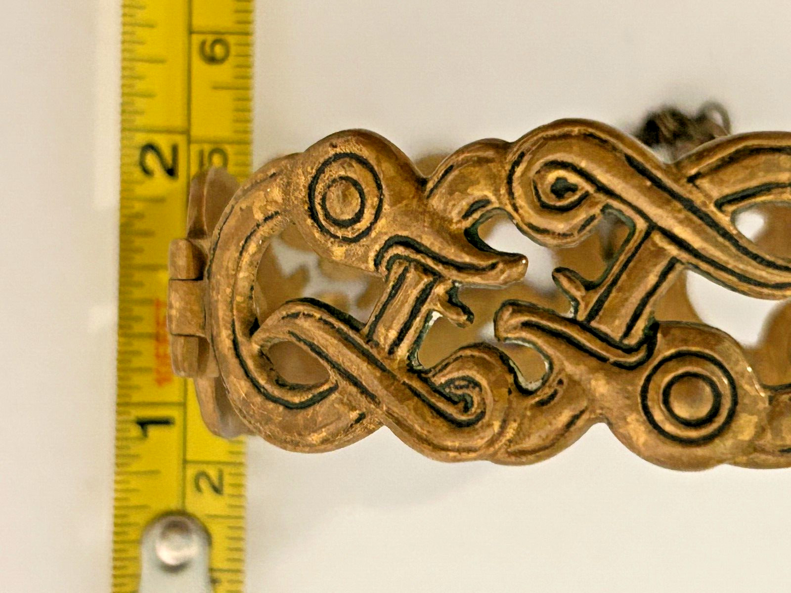 1970s Bronze Hinged Bangle Bracelet from Finland Repro of Mythological Iku-Turso