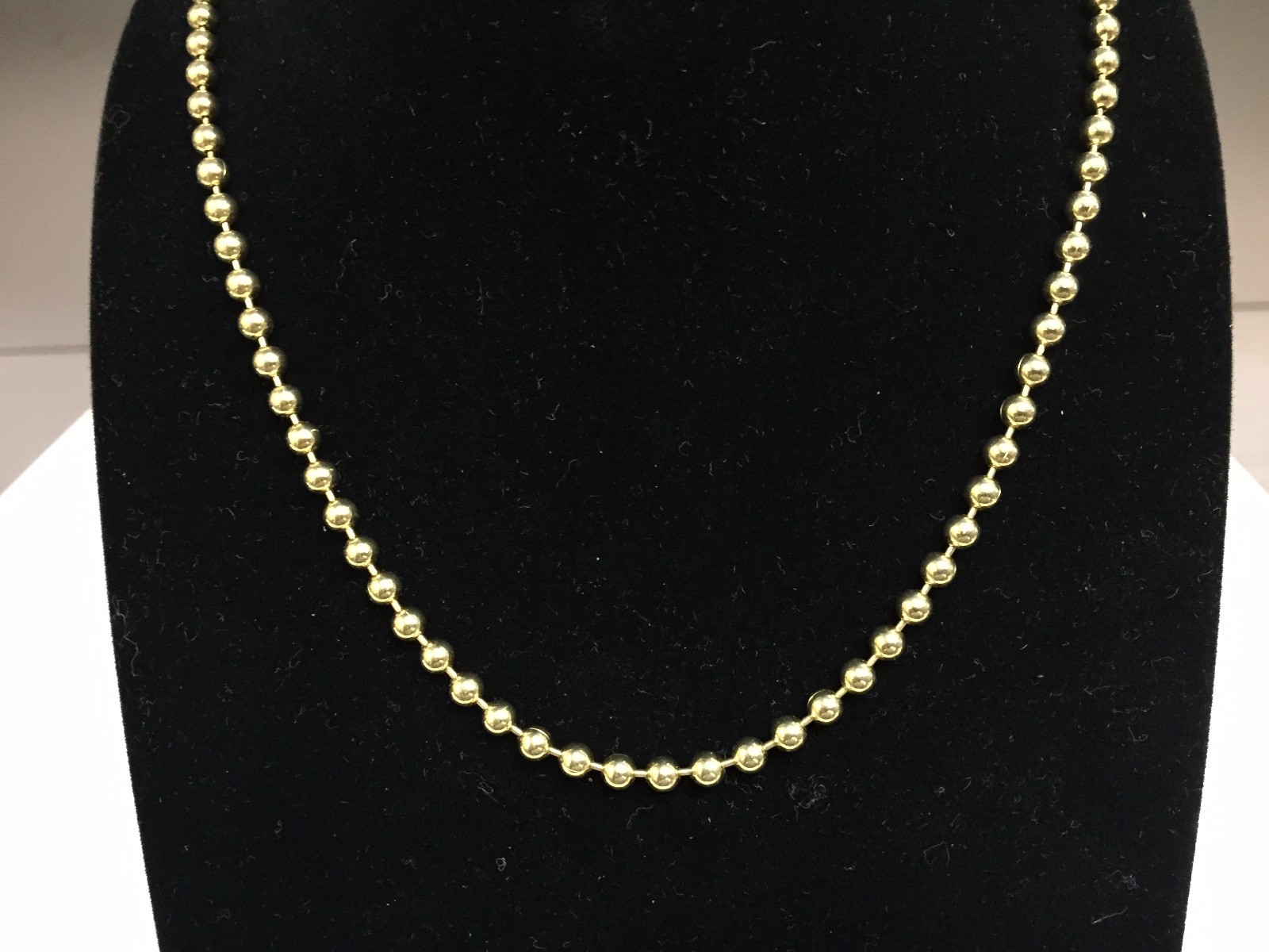 14k Yellow Gold 18″ Mens Moon BEAD BALL Link Pendant Chain Necklace 3mm 12.4Gr