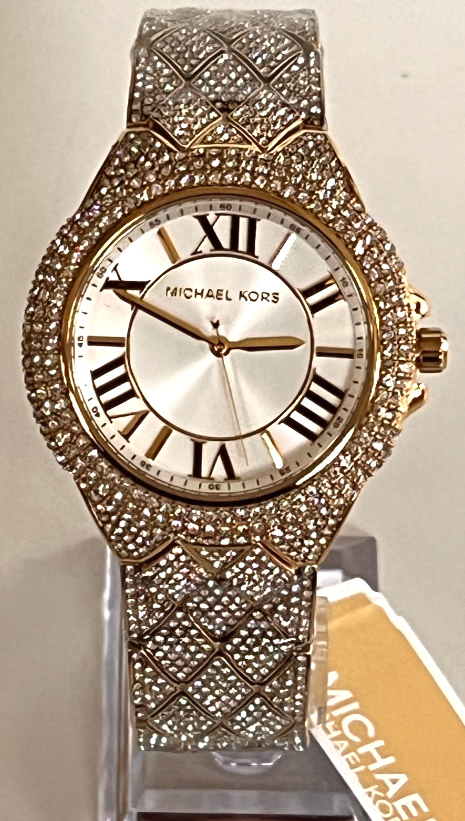 MICHAEL KORS MK4800 CAMILLE Gold-Tone Pave Crystals Unisex Watch BNWT/GBox $450