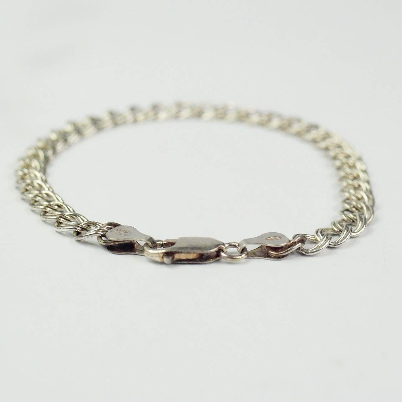 Sterling silver parallelo double link chain bracelet Italy Star 620 AR 7.71 g
