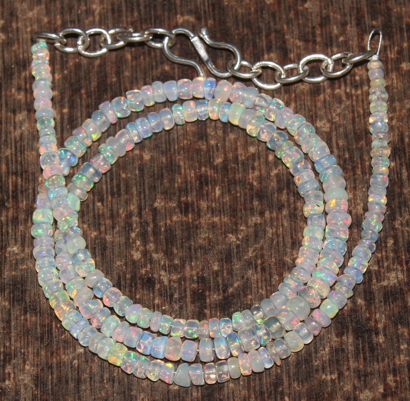 Natural Ethopian Opal Rondelle Beads 3-4MM 16inch Opal Necklace Gemstone Jewelry
