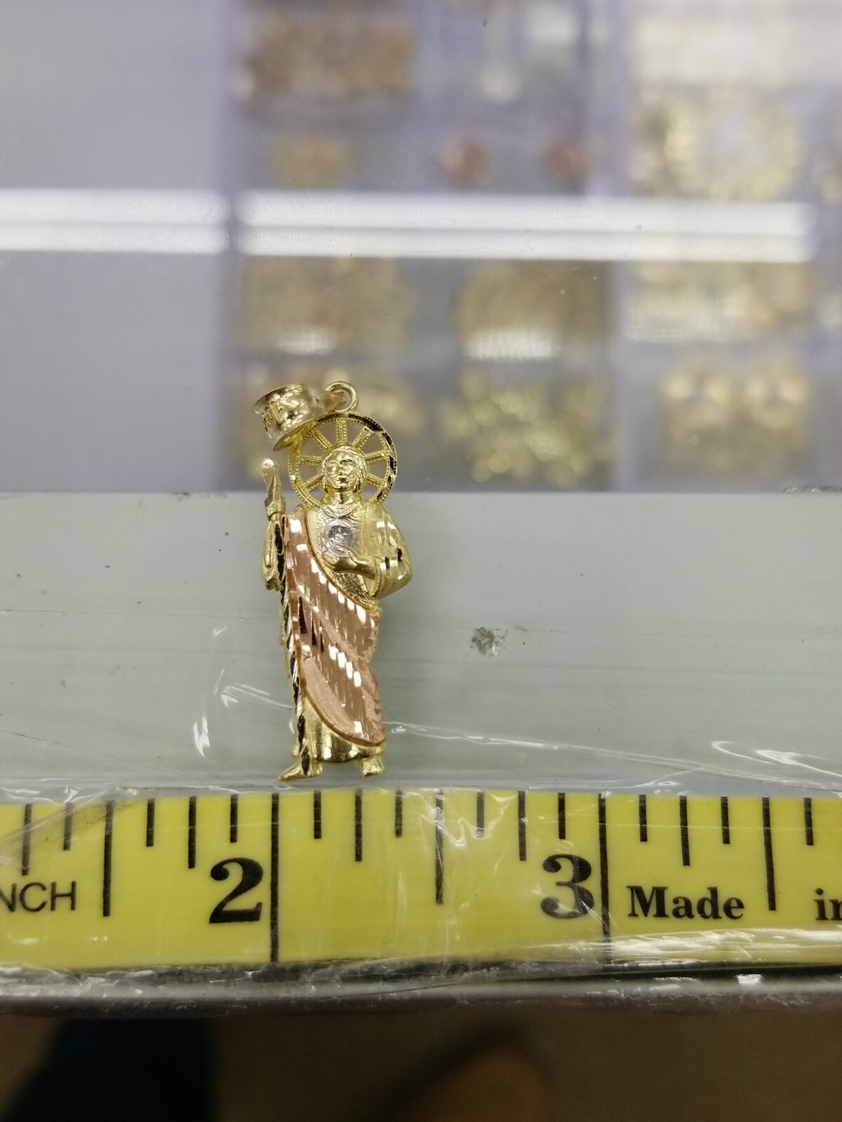 10KT Saint Jude Tri Gold Pendant Diamond Cut Brand New, 10KT Pendant, # 1.9G