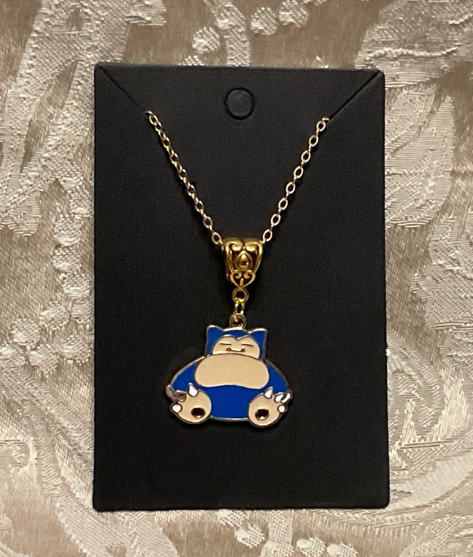 Japanese Anime Pokemon Snorlax Video Game Gold Fashion Trendy Fun Necklace
