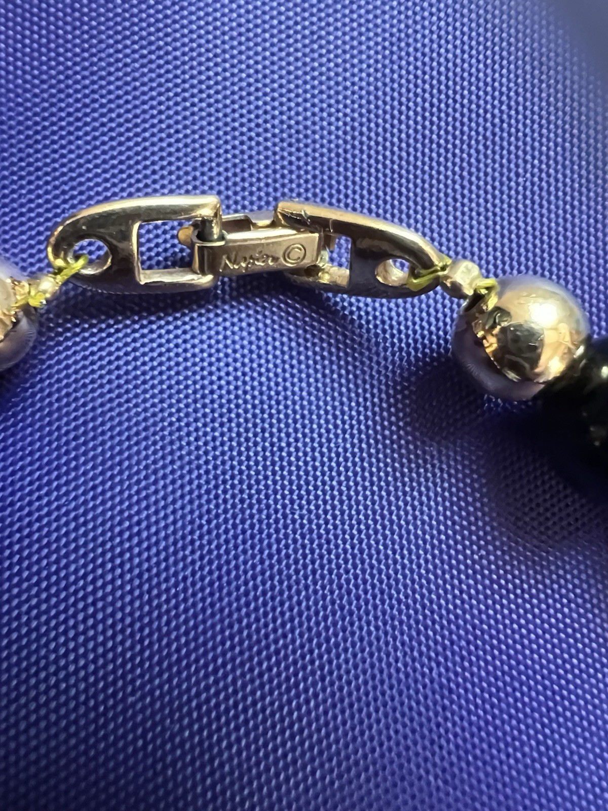Vintage Napier Gold Black Chunky Beaded Necklace Statement Collar Jewelry