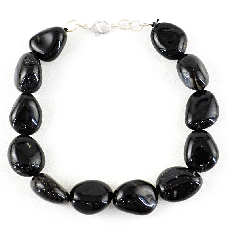 190.00 Cts Earth Mined Black Spinel Untreated Beads Bracelet – Wholesale Price