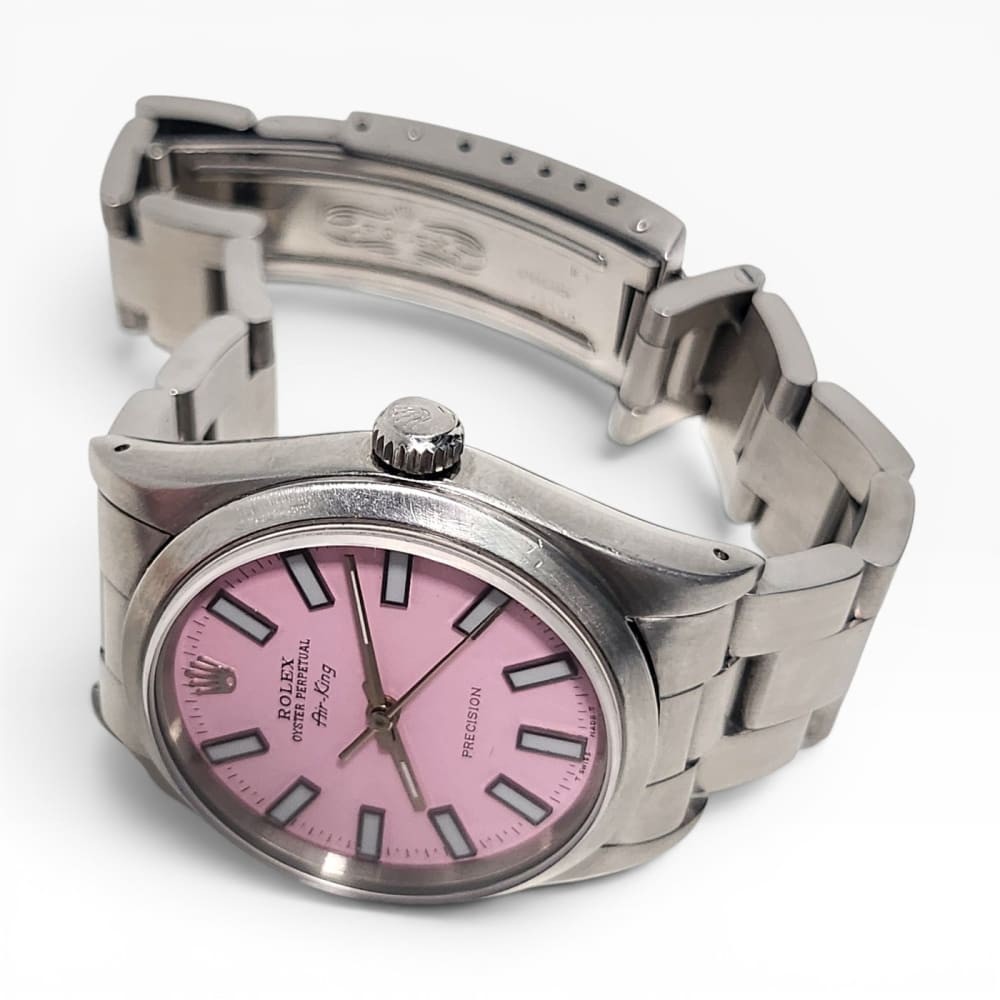 W/Papers 1993 Rolex Air King Precision 34mm Pink Dial Steel Watch 14000