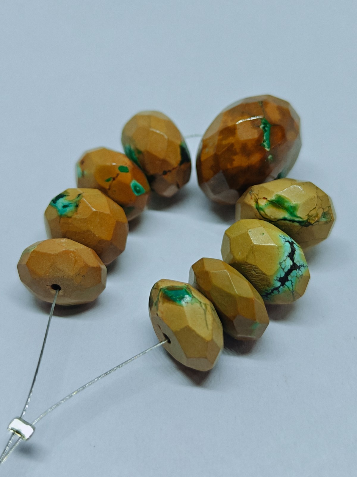 Hubie Turquoise Faceted Rondelle Beads Loose Green Gemstone For Jewelry Supply