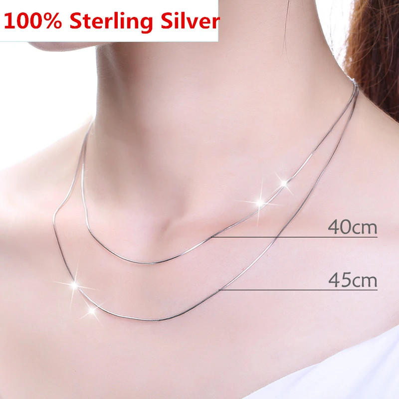 Real Solid 925 Sterling Silver Chain Necklace Italian Made Fine Jewelry For Unis