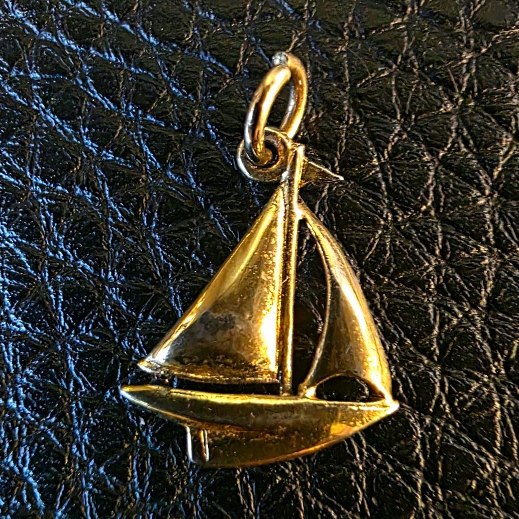 Vintage Sterling Silver Sailboat Charm Gold Tone Nautical Kinney Pendant
