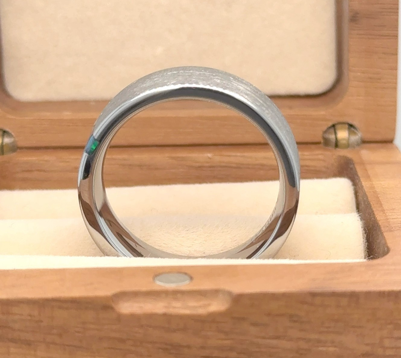 Pipe Cut Tungsten Wedding Rings Opal Engagement Ring Ice Brushed Lime Opal Ring