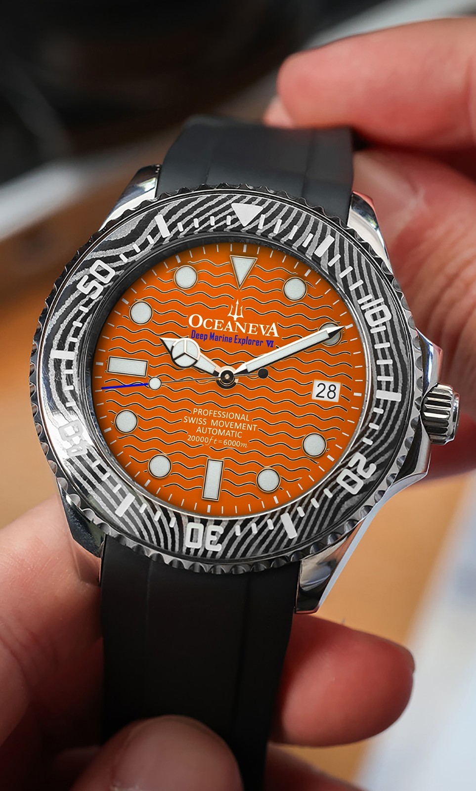 Oceaneva 6000m Grade 5 Titanium AUTOMATIC Watch SWISS MOVEMENT Orange
