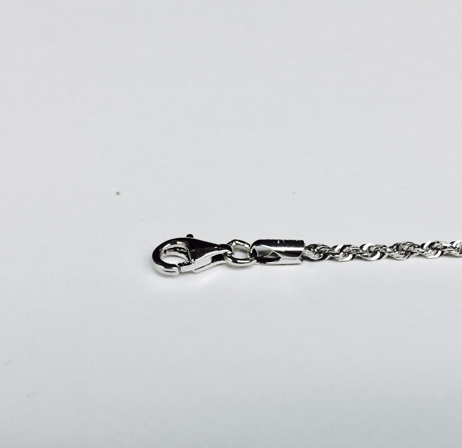 14k White Gold 7″ Solid Diamond Cut Rope Chain Bracelet 2.25mm 2.3 Grams