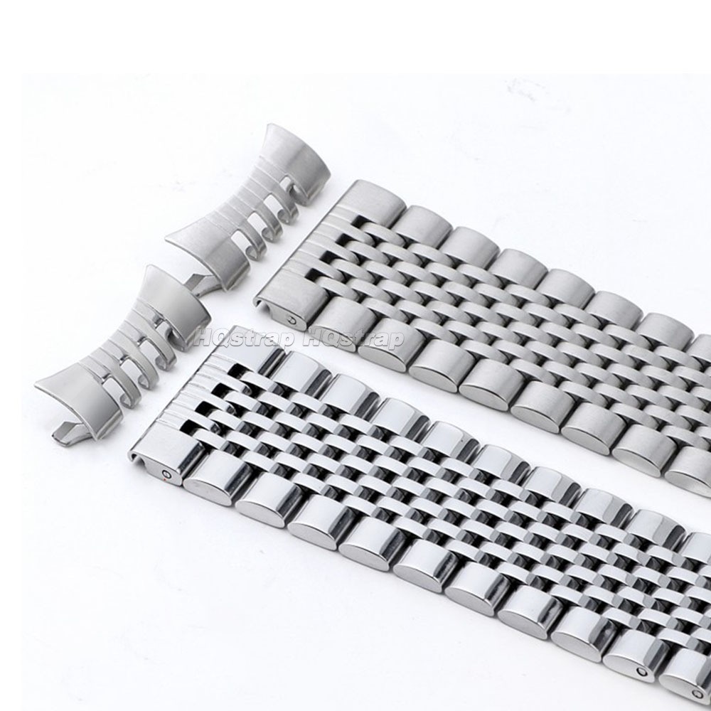 High Quality 9 Beads Stainless Steel Arc Watch Strap 18/20/22mm Metal Bracelet