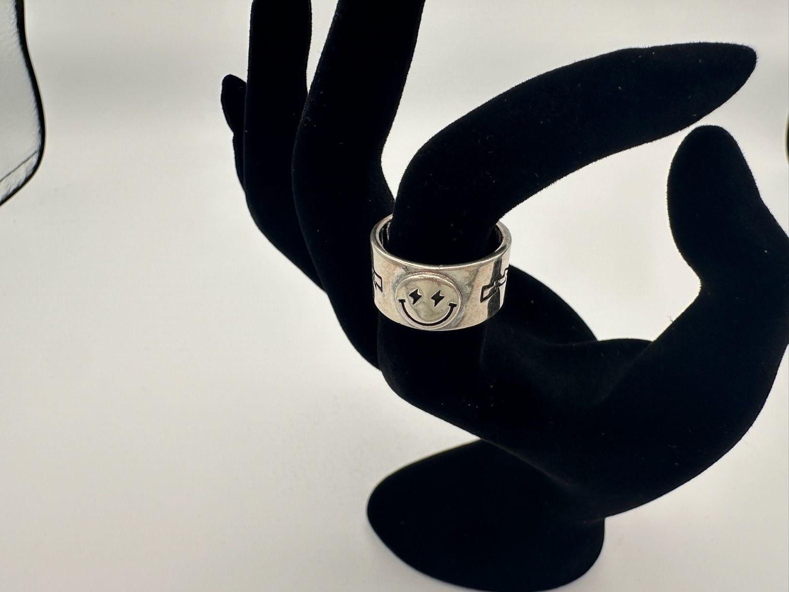 7.36g Vintage Sterling Silver 925 Smiley Face Band Ring Adjustable Size 7 M