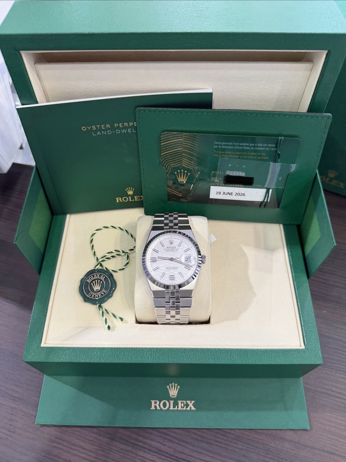 2026 Rolex Land-Dweller 40MM White Dial Flat Jubilee (127334) FULL SET!!(Unworn)