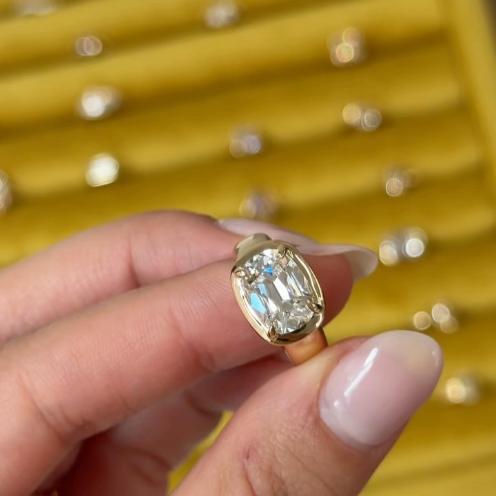 3.59 Ct Oval Cut Diamond Bezel Solitaire Engagement Ring Solid 18K Yellow Gold