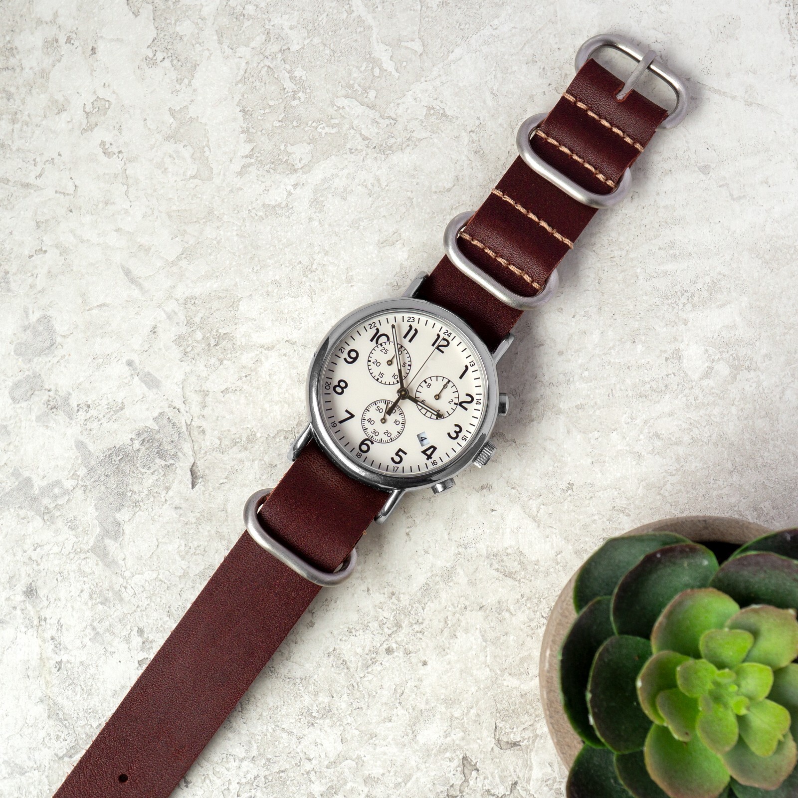 Crazy Horse Leather One Piece Watch Band – Oxblood Red – 18, 20, 22 or 24mm