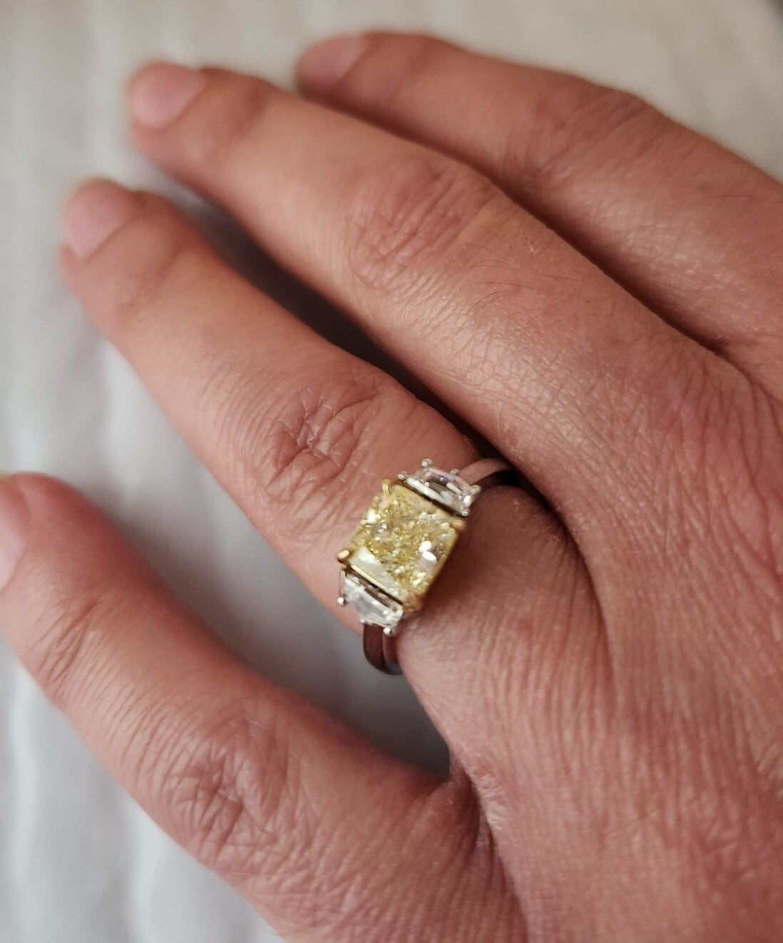 GIA 2.51ct Fancy Light Yellow And White Diamond Engagement Ring 18K