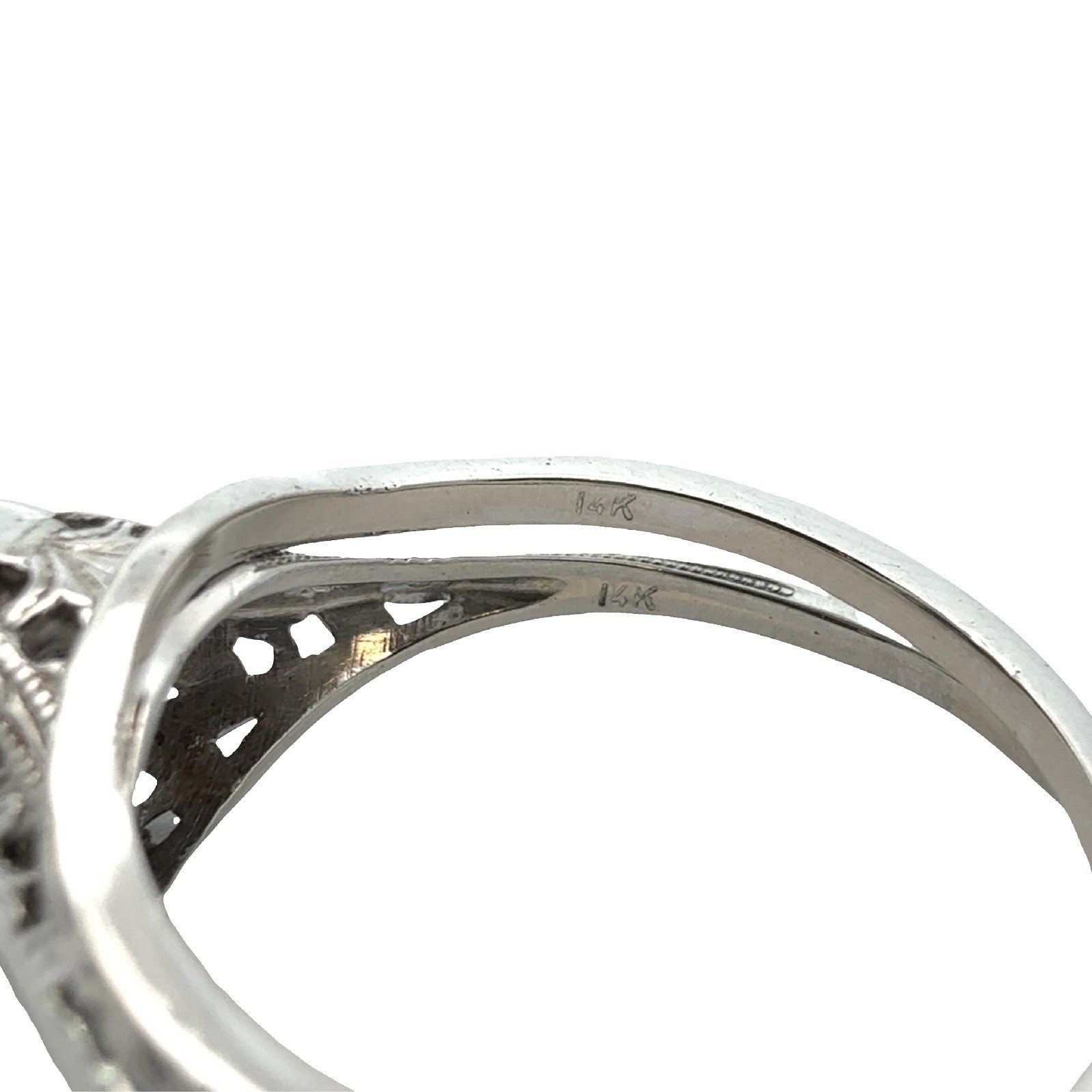 Vintage 14k White Gold 0.23ctw Diamond Engagement & Wedding Ring Set Size 5.5
