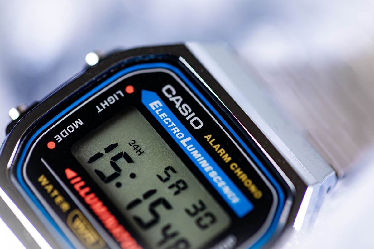 Casio Collection Mens Digital Watch with Black Dial and Silver Strap A168WA-1YES