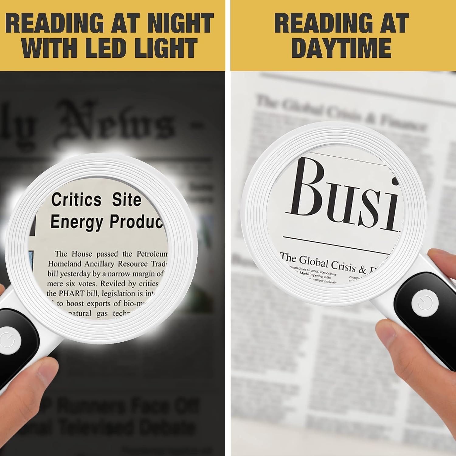 Portable LED Magnifying Glass for Seniors – 3 Lighting Modes for Optimal Reading