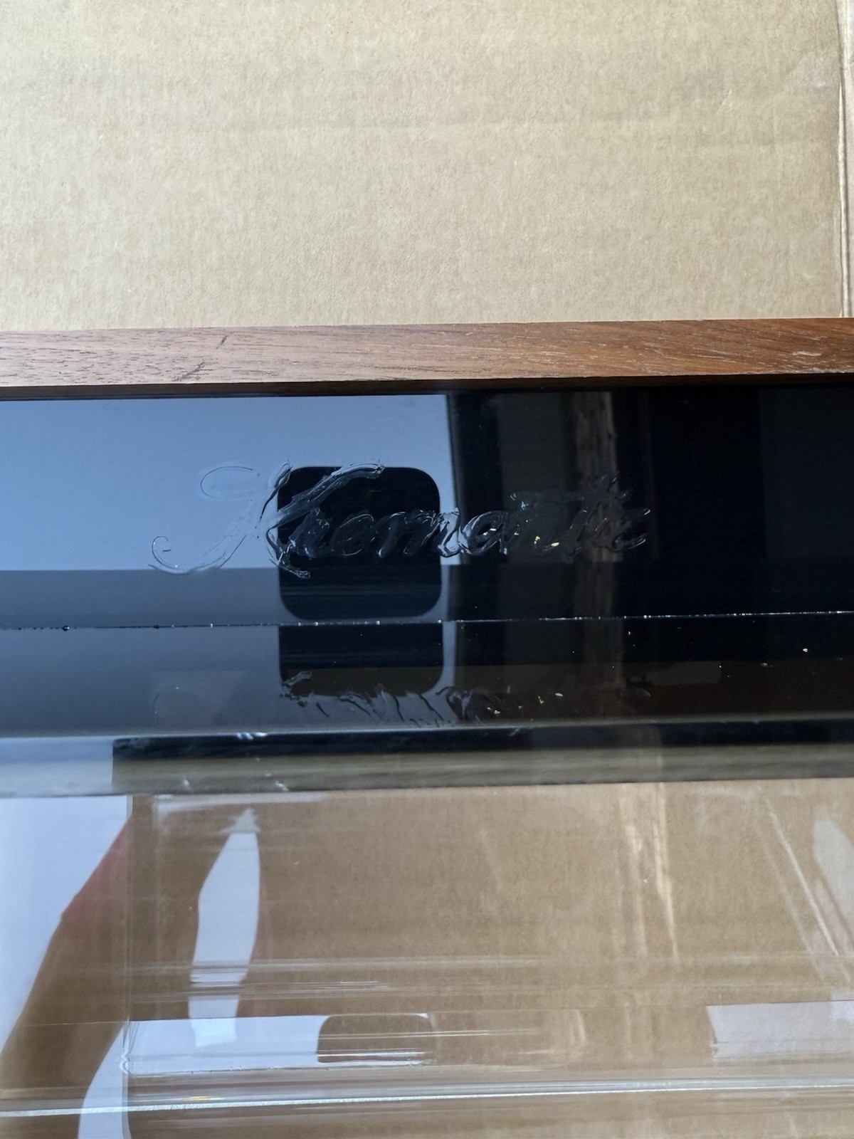 Vtg Krementz Countertop Jewelry Display Case Spinning Wood & Acrylic~GREAT
