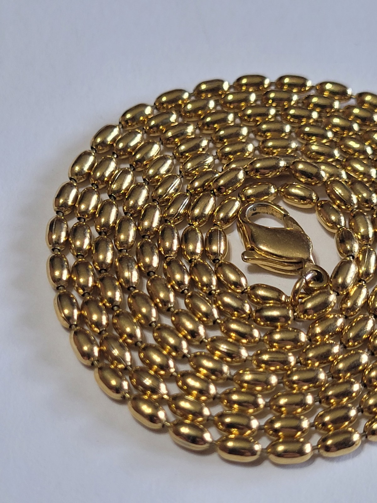 Modern Style Gold-tone Necklace Rolo Bead Chainlink 28″ Costume Fashion Jewelry