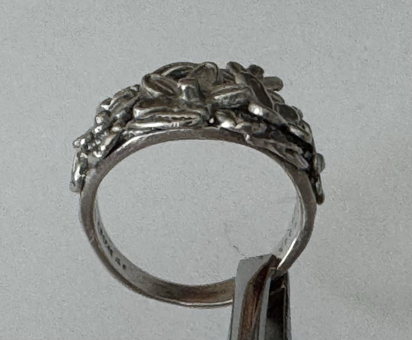 Fantastic Signed PZ Paz Israel Floral Leaf Cluster Sterling Silver Size 6 Ring