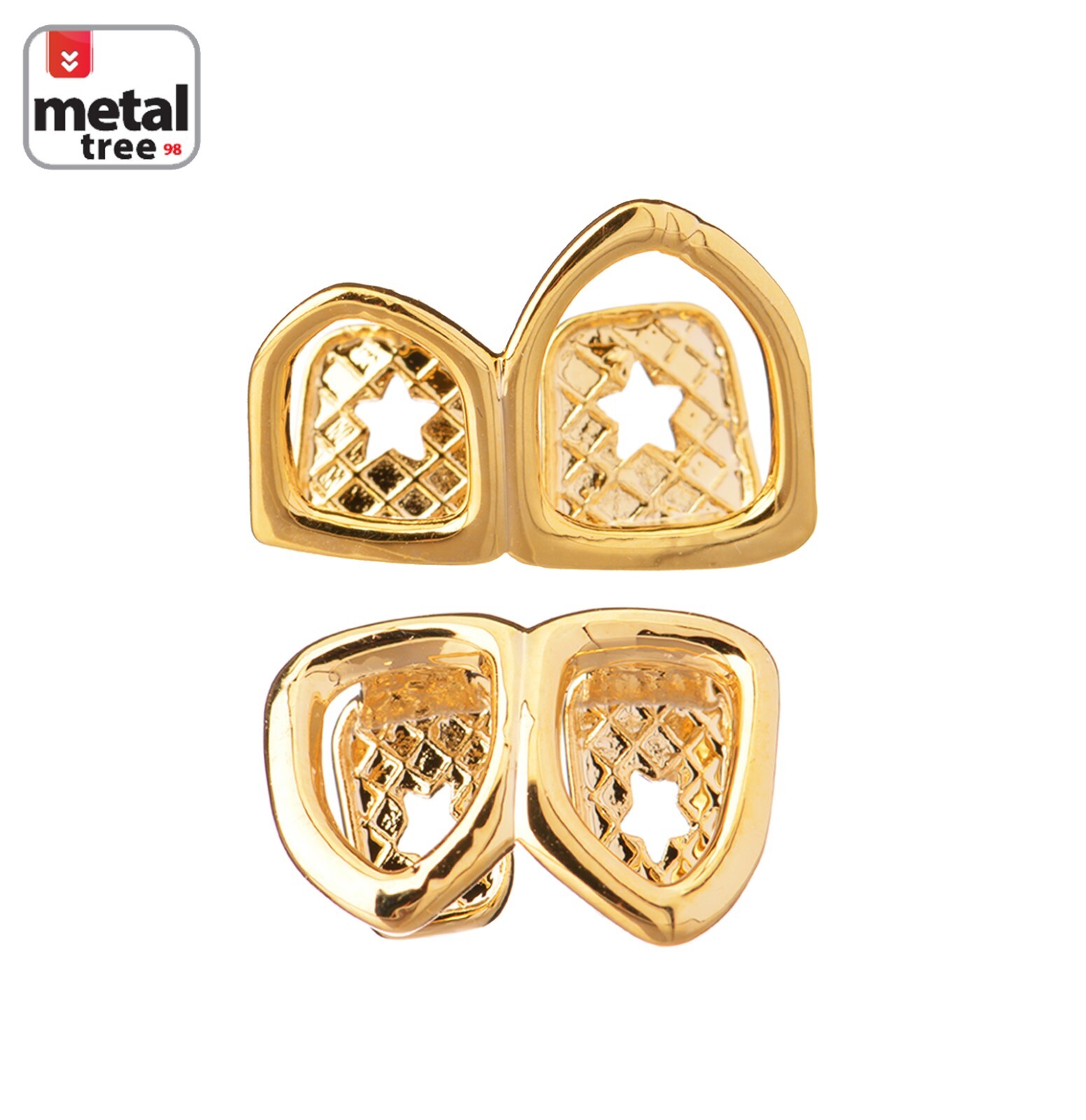 Hip Hop Gold Plated Open Grillz Right Side Top Bottom 2 Teeth Set LS20R 2F G