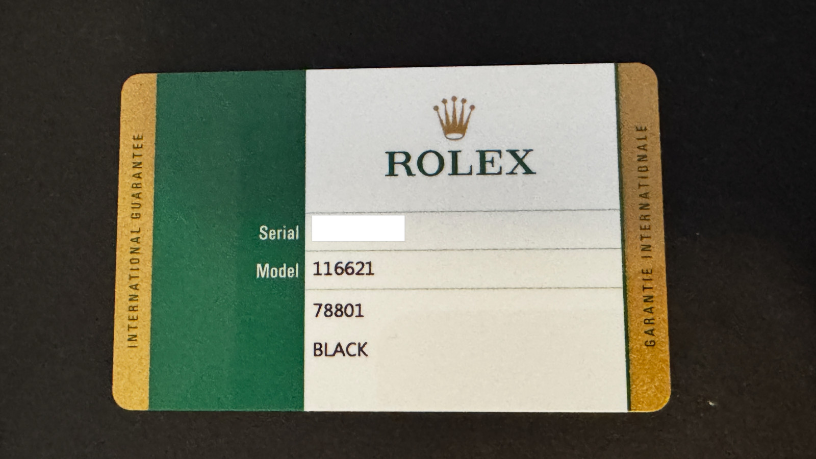 Genuine Rolex Yacht-Master 40 116621 Warranty Guarantee Card Authentic OEM Card