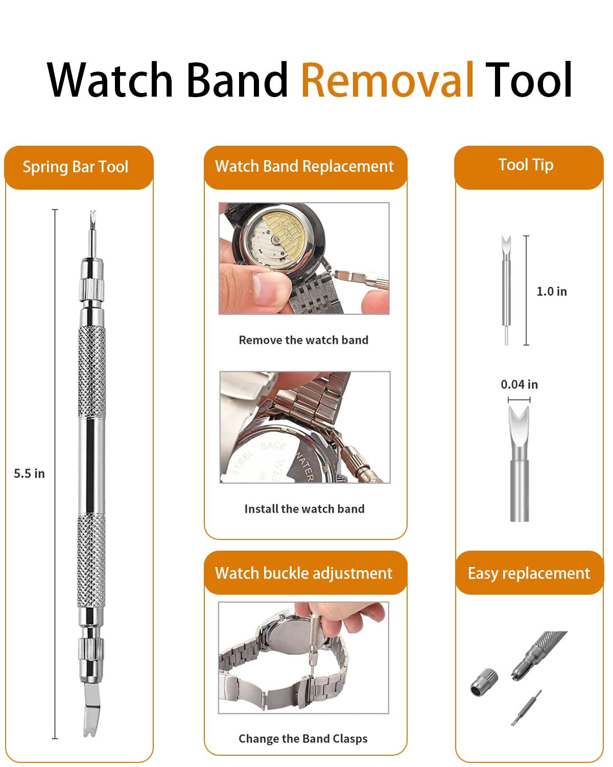 EasyTime Watch Link Removal Kit 108 Spring Bars 20 Link Pins Strap Adjustment