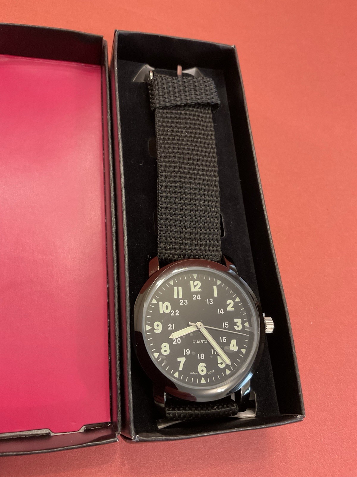 Avon Military Style Canvas Strap Watch, black, 2011, NIB