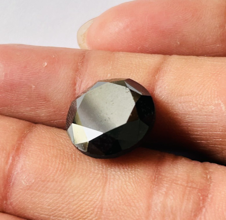 13CT Natural Black Diamond: Round Brilliant Cut Rare Diamond (14.02×9.05mm)