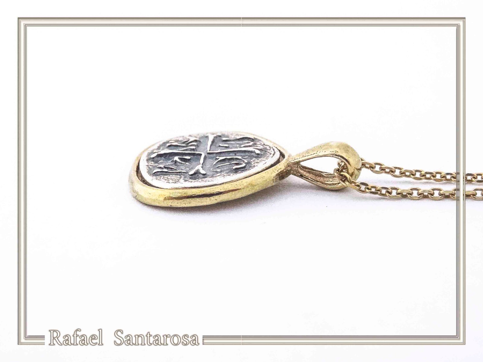 Protection cross coinshape Jesus Christ Wins silver Constantinato talisman charm