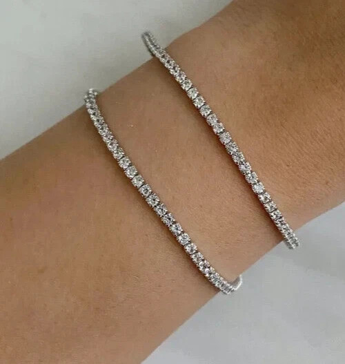 2.80Ct Round Cut Natural Diamond Tennis Bracelet 14k White Gold Certified IJ/SI